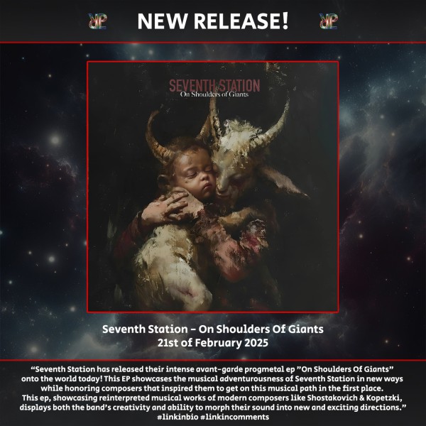 🎉 Seventh Station's new EP 'On Shoulders Of Giants' is out now! 🎉Check the release on your platform of choice and/or check out the visualizer on Youtube at the linkinbio 

Seventh Station has released their intense avant-garde progmetal ep "On Shoulders Of Giants" onto the world today!

This EP showcases the musical adventurousness of the band in new ways while honoring composers that inspired them to get on this musical path in the first place. This ep, showcasing reinterpreted musical works of modern composers like Shostakovich, Kopetzki & Ralph Vaughn Williams, displays both the band's creativity and ability to morph their sound into new and exciting directions.

It's now available on CD and through streaming services worldwide along with two music videos that you can find on the Layered Reality Productions YouTube channel!

Here is what the press said about this EP so far:

"...an invitation to step outside musical comfort zones and embrace the unfamiliar...there is no denying the sheer musicianship and vision behind this work." - antiheromagazine 

"As a consumer, I am always looking for an uncommon sound, and the next great band. This album is about as unusual as it gets, and I would encourage you to listen to it and make up your own mind." - metaltempleofficial 

"On Shoulders Of Giants is an EP that is both familiar and strange. A short burst of energy, it invades your consciousness and stays for a spell." - Avant Music News

"This release might seem like complete chaos at times, but it's a chaos you start to love. Those who love technical perfection and virtuosity and love classicalm influences, should definitely give this release a try." - progwereld
