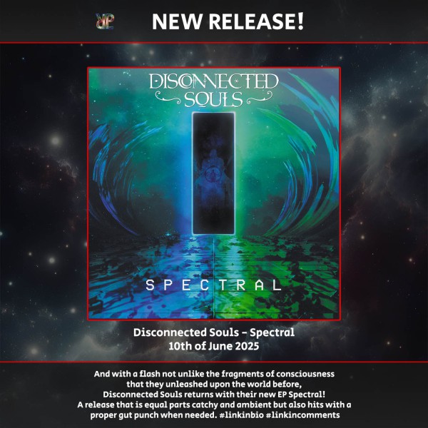 🎉 Disconnected Souls' new EP 'Spectral' is out now! 🎉Find the video at the linkinbio

And with a flash not unlike the fragments of consciousness that they unleashed upon the world before, Disconnected Souls returns with their new EP Spectral! A release that is equal parts catchy and ambient but also hits with a proper gut punch when needed.

Besides being a group that stands on it's own creatively, Spectral provides some new twists and turns (With some bandmembers even switching instruments) showing a deep desire to bring the music of the band to new places with every release. The band is joined on this release by singer Jessie Powell who adds an extra color to the allready multifaceted pallette of musical influences.

The track dives into a very modern and recognizable subject, as singer and lyricist Patrick Lloyd muses: "The lyrics of Spectral are about how society lends itself to isolation and overwork, preventing us from living our lives in a purposeful and healthy way. The Japanese term "karoshi" comes to mind. As far as I can see, this is only getting worse with time, so we need to make changes, and fight back against our fates, before we fade away."

Check out the track on digital streaming services and YouTube today!